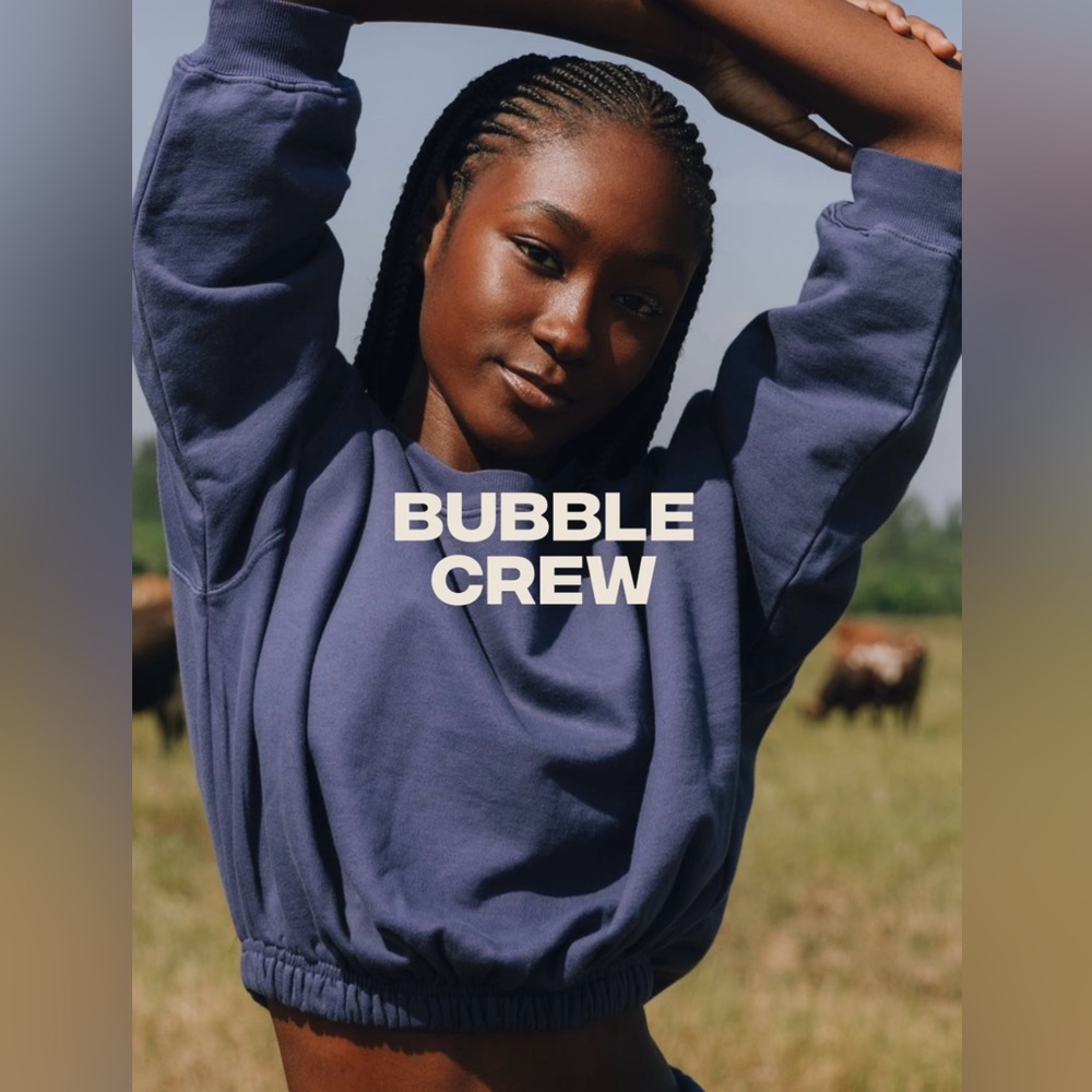 Daily Drills Ranch Collection Cropped Bubble Crew in Navy